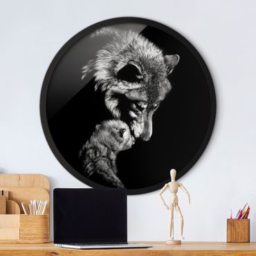 Circular framed print - Wolf In The Dark