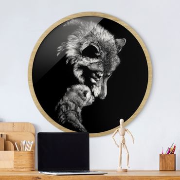 Circular framed print - Wolf In The Dark