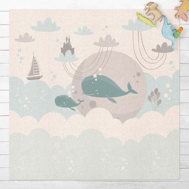 Cork mat - Clouds With Whale And Castle - Square 1:1