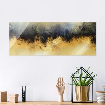 Glass print - Cloudy Sky With Gold - Panorama