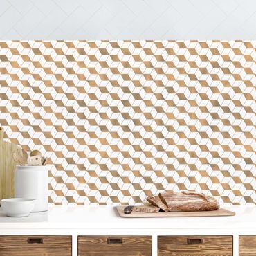 Kitchen wall cladding - Cube Pattern In 3D Gold II