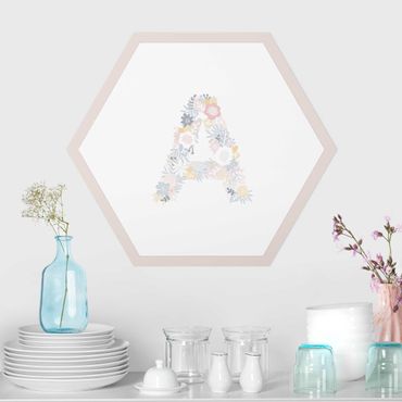 Alu-Dibond hexagon - Desired Letter Flower Pastel