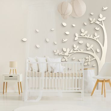 Wooden wall decoration - XXL Tree with Sparrows Cut