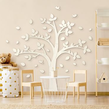 Wooden wall decoration - XXL Tree with Sparrows