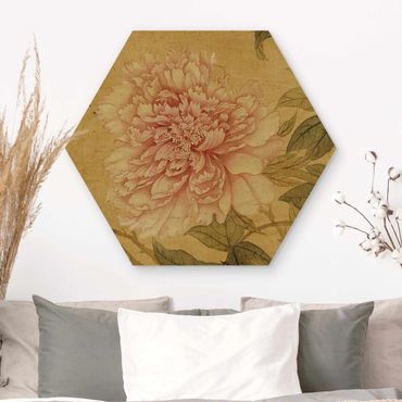Wooden hexagon - Yun Shouping - Chrysanthemum