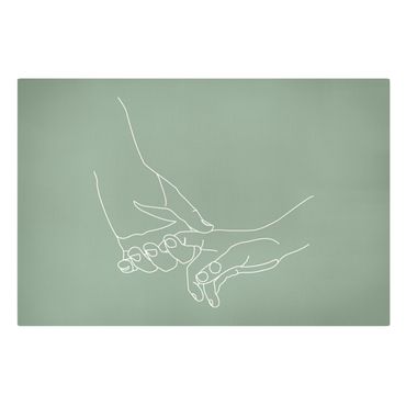 Print on canvas - Line Art Gentle Hands in Green - Landscape format 3:2