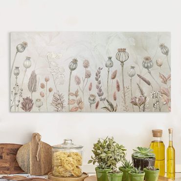 Print on canvas - Delicate dried autumn flowers - Landscape format 2:1