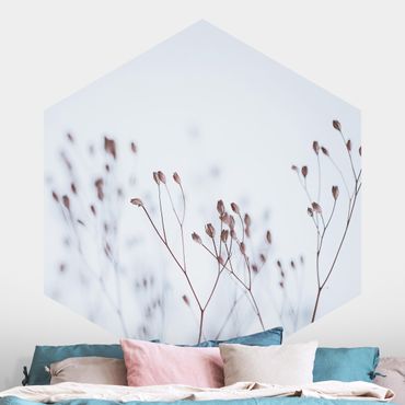 Self-adhesive hexagonal pattern wallpaper - Pale Blue Wild Flowers