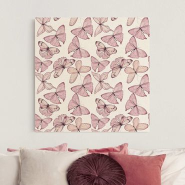 Natural canvas print - Delicate Pink Butterfly - Square 1:1