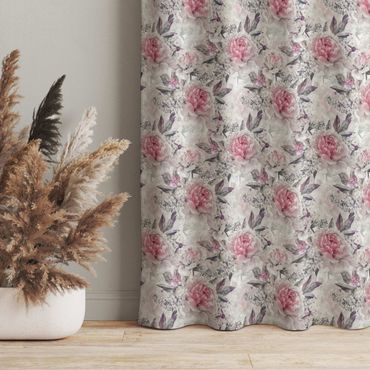 Curtain - Delicate Watercolour Peony Pattern