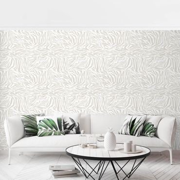 Wallpaper - Zebra Design Light Grey Stripe Pattern