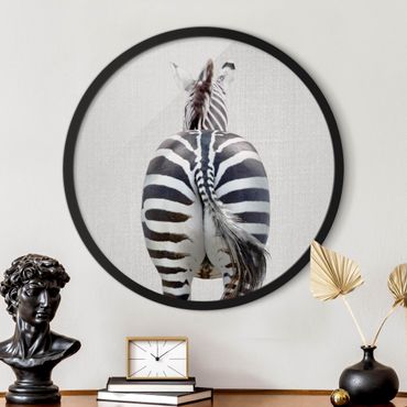 Circular framed print - Zebra From Behind