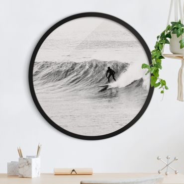 Circular framed print - Time To Surf