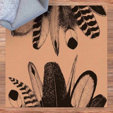 Cork mat - Two Feather Nests - Square 1:1