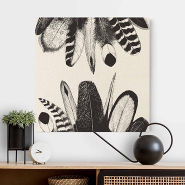 Natural canvas print - Two Feather Nests - Square 1:1