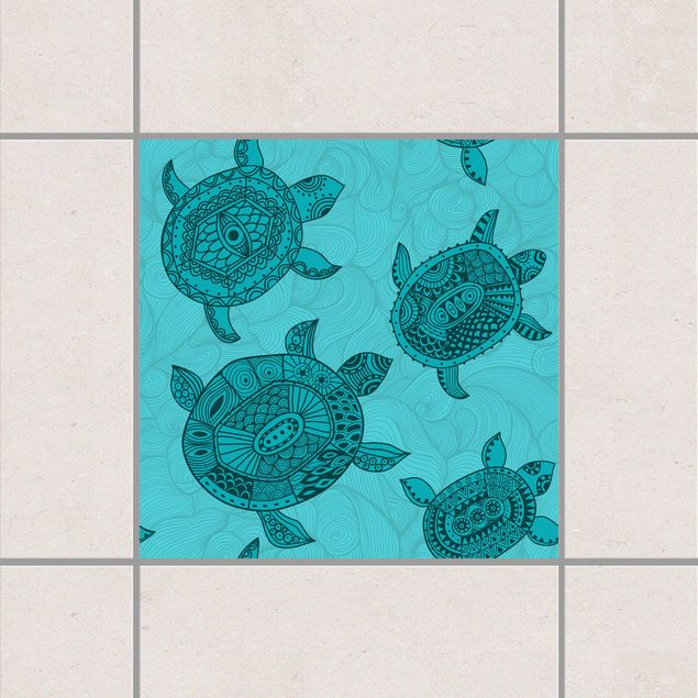 Tile sticker - Polynesian sea turtles