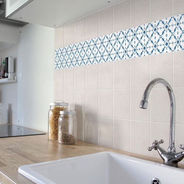Adhesive tile border - Blue White Pattern Series No.1