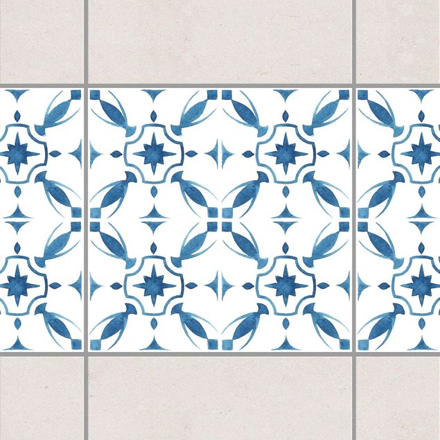 Adhesive tile border - Blue White Pattern Series No.1