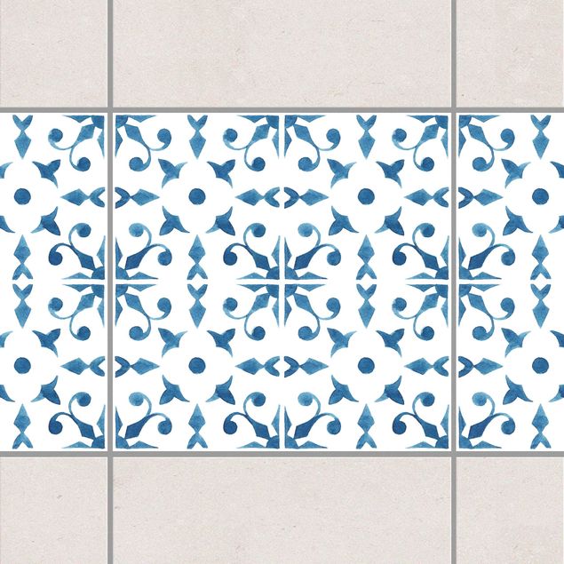 Adhesive tile border - Blue White Pattern Series No.6