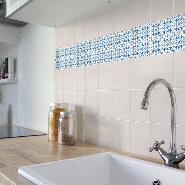 Adhesive tile border - Blue White Pattern Series No.8