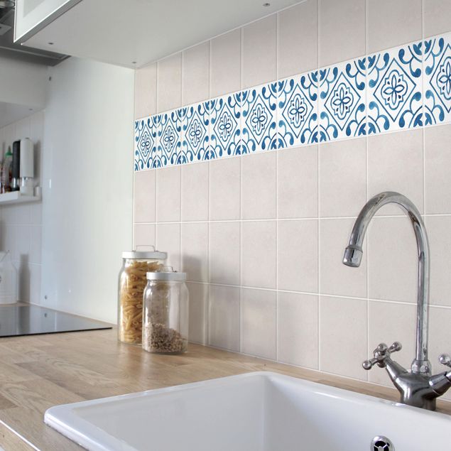 Adhesive tile border - Pattern Blue White Series No.2