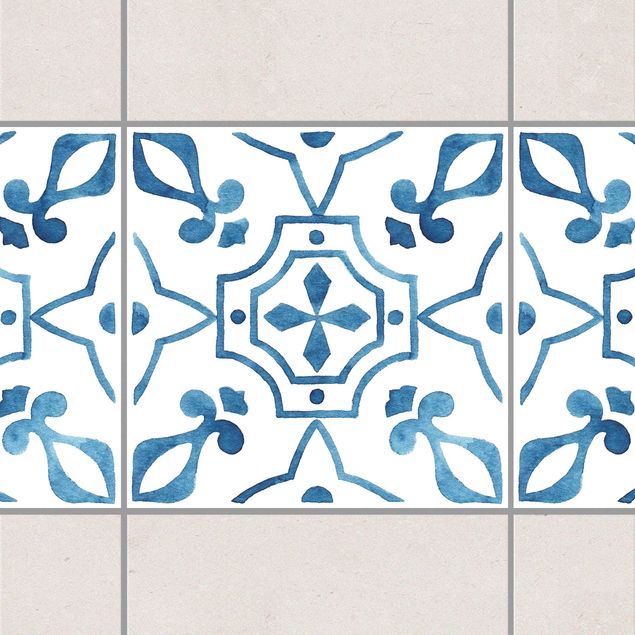 Adhesive tile border - Pattern Blue White Series No.9