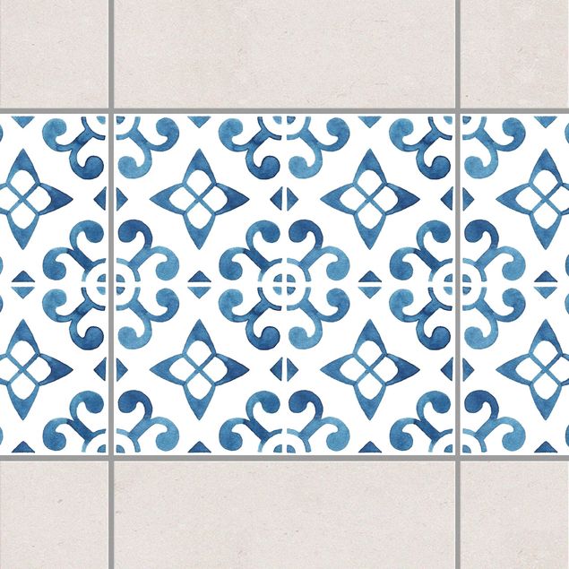 Adhesive tile border - Blue White Pattern Series No.5