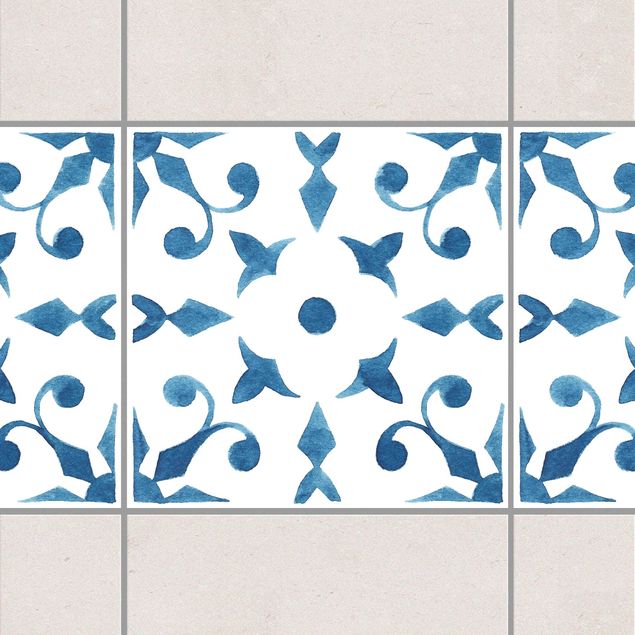 Adhesive tile border - Pattern Blue White Series No.6
