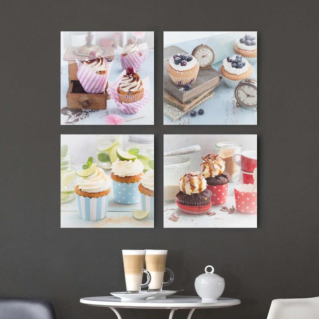 Glas Magnetboard Vintage Cupcakes with topping