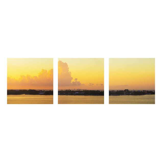 Glass print 3 parts - Mexico sunset