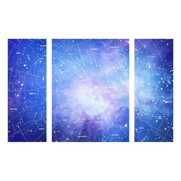 Glass print 3 parts - Stelar Constellation Star Chart