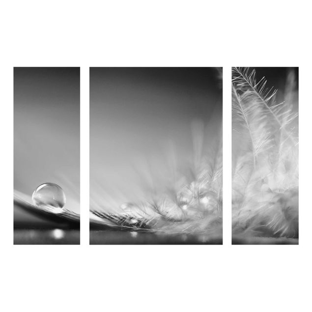 Glass print 3 parts - Story of a Waterdrop Black White