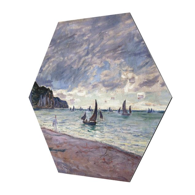 Alu-Dibond hexagon - Claude Monet - Fishing Boats In Front Of The Beach And Cliffs Of Pourville