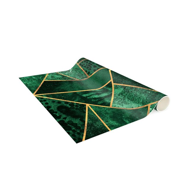 contemporary rugs Dark Emerald With Gold