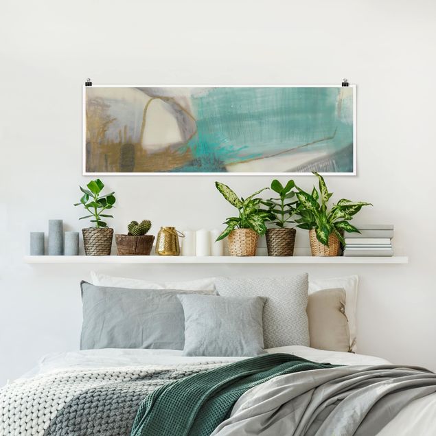 Panoramic poster abstract - Fangs With Turquoise I