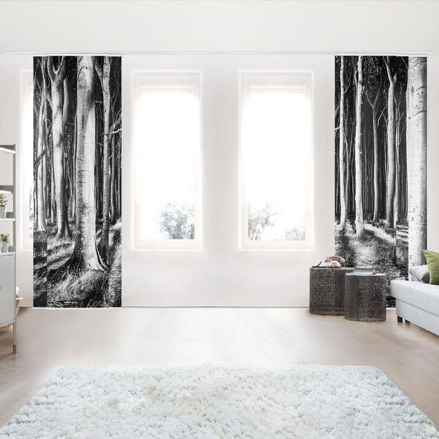 Sliding panel curtains set - Spooky Forest