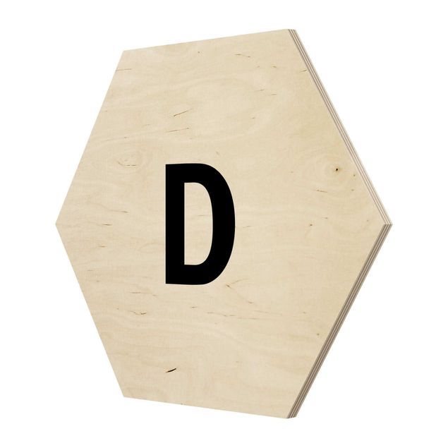 Wooden hexagon - Letter White D