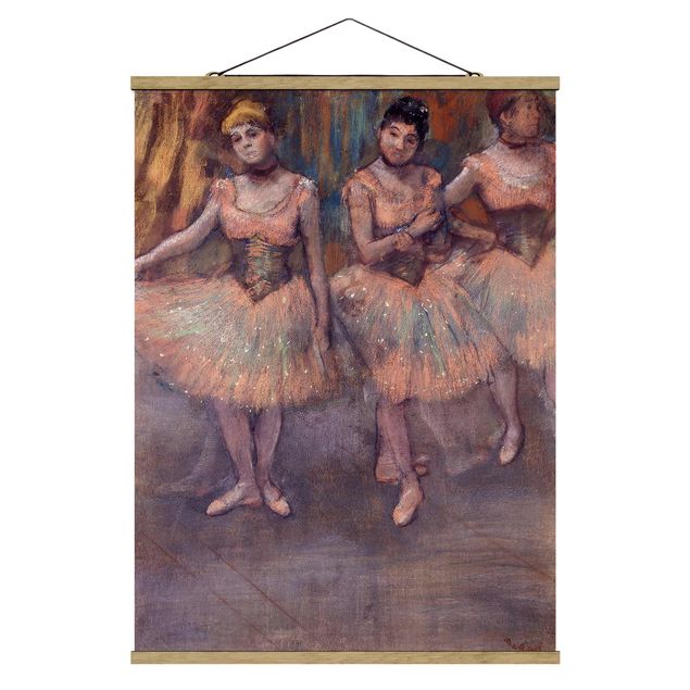 Fabric print with poster hangers - Edgar Degas - Three Dancers before Exercise