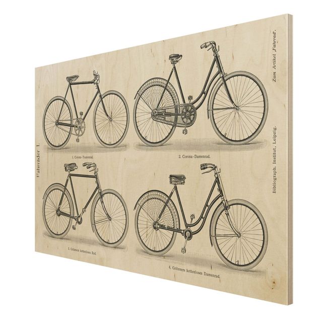 Print on wood - Vintage Poster Bicycles