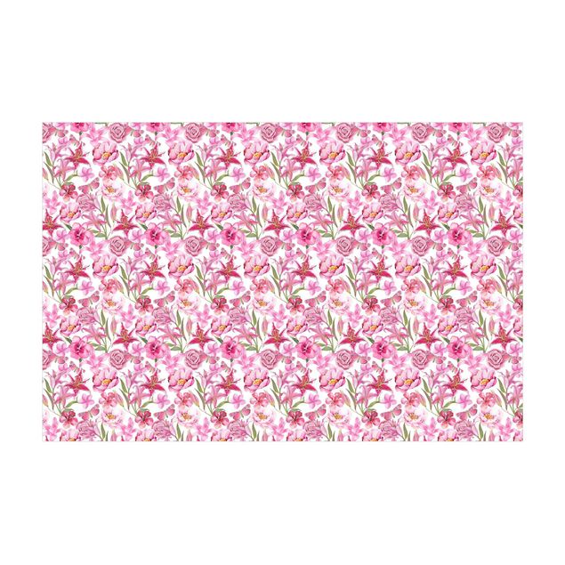 rose floor mats Pink Flowers With Butterflies