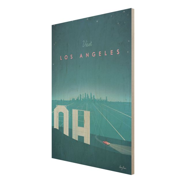 Print on wood - Travel Poster - Los Angeles