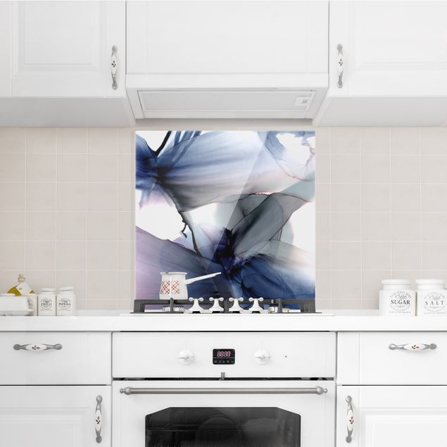 Glass splashback kitchen abstract Fluid Purple