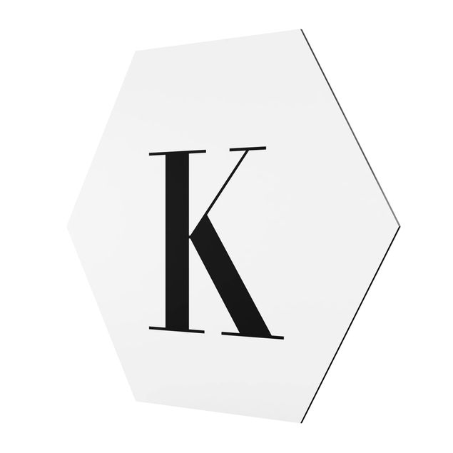 Alu-Dibond hexagon - Letter Serif White K