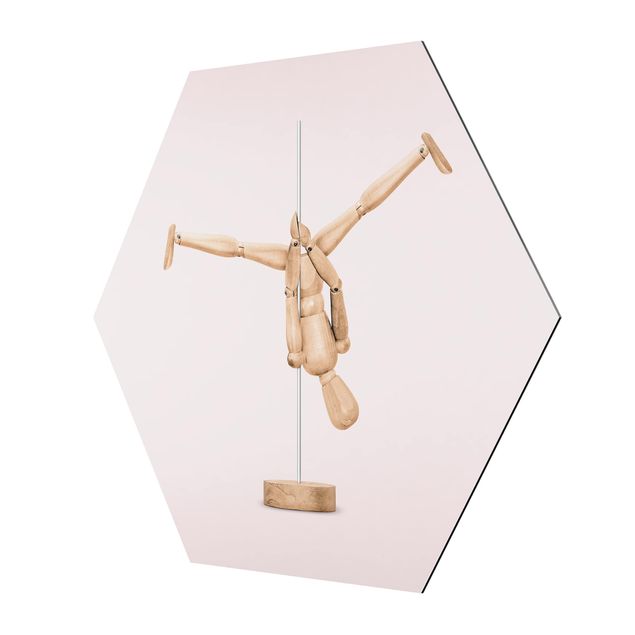 Alu-Dibond hexagon - Pole Dance With Wooden Figure