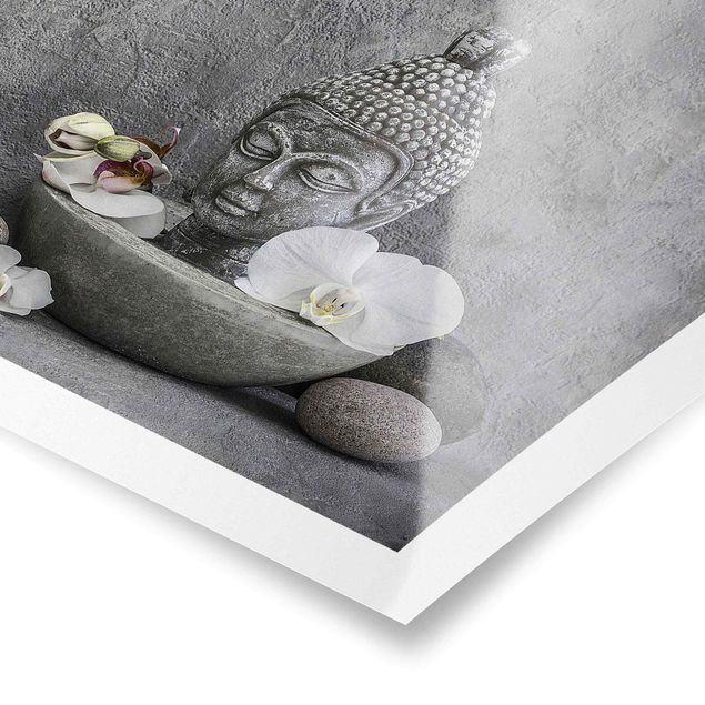 Poster - Zen Buddha, Orchid And Stone