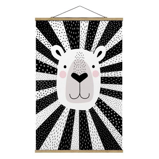 Fabric print with poster hangers - Zoo With Patterns - Lion