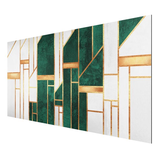 Print on aluminium - Emerald And gold Geometry