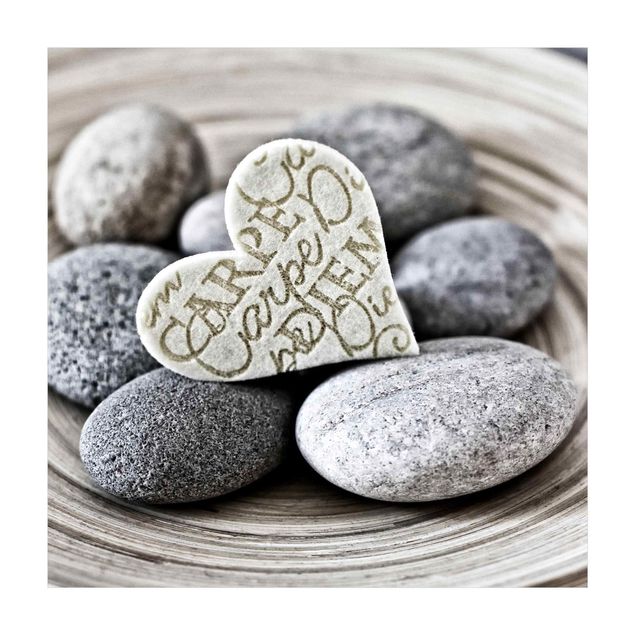 tan rug Carpe Diem Heart With Stones