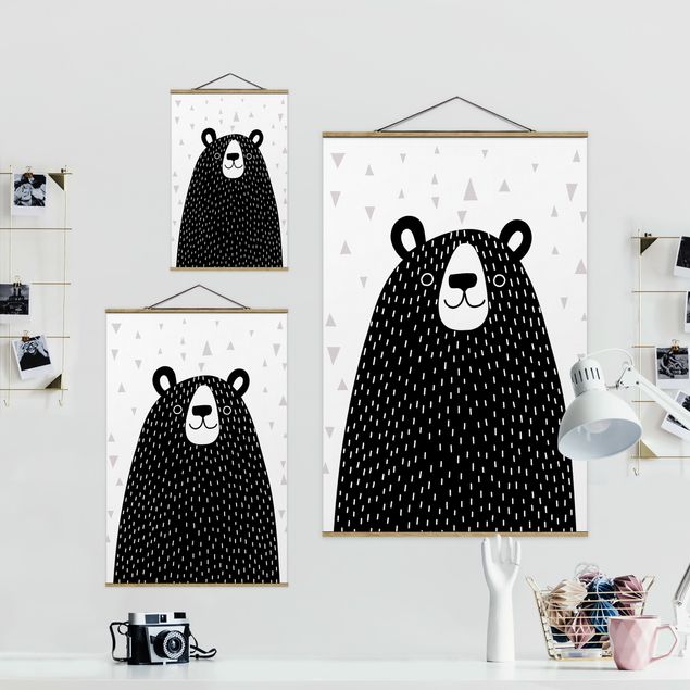 Fabric print with poster hangers - Zoo With Patterns - Bear