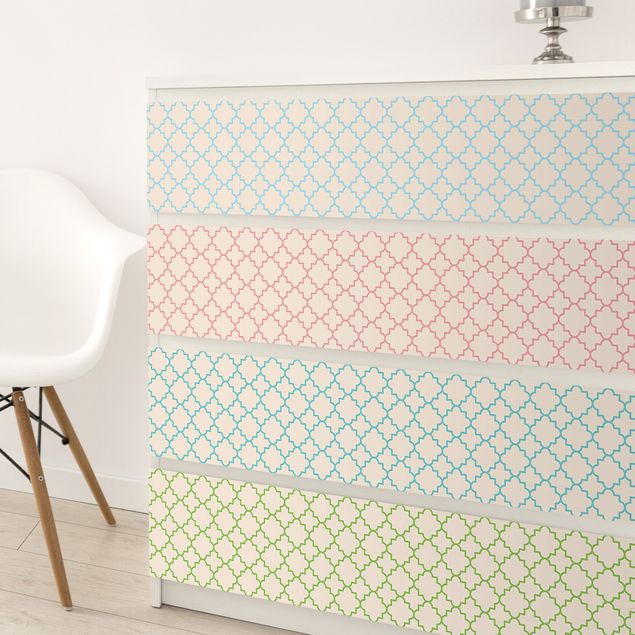 Adhesive film - Moroccan Mosaic Quatrefoil Pattern With 4 Colours